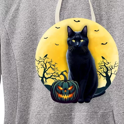 Black Cat Halloween Pumpkin Costume For Kids Women's Fleece Hoodie