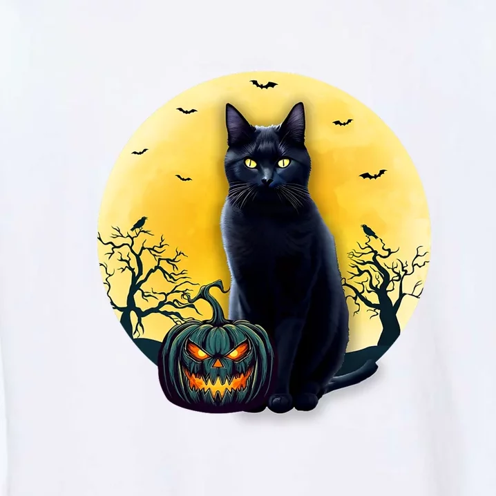 Black Cat Halloween Pumpkin Costume For Kids Garment-Dyed Sweatshirt