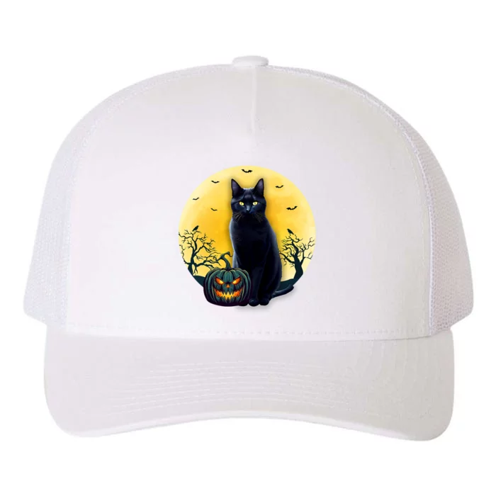 Black Cat Halloween Pumpkin Costume For Kids Yupoong Adult 5-Panel Trucker Hat