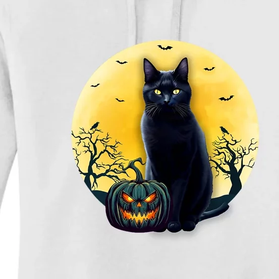 Black Cat Halloween Pumpkin Costume For Kids Women's Pullover Hoodie