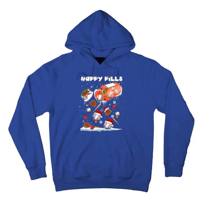 Baseball Christmas Hat Santa Baseball Happy Pill Xmas Funny Gift Tall Hoodie