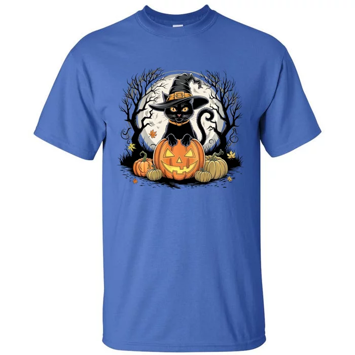 Black Cat Halloween Jack O Lantern Moon Pumpkin Costume Tall T-Shirt