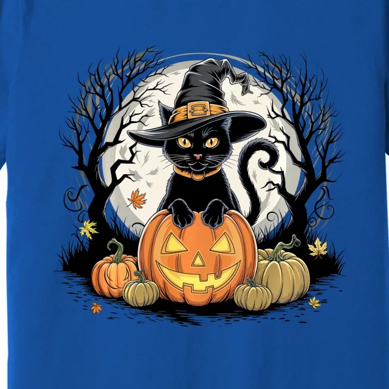 Black Cat Halloween Jack O Lantern Moon Pumpkin Costume Premium T-Shirt