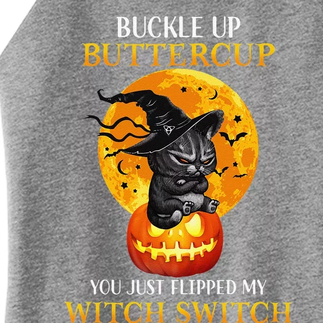 Buttercup Cats Halloween Scary Black Cat Witch Hat Womens Gift Women’s Perfect Tri Rocker Tank