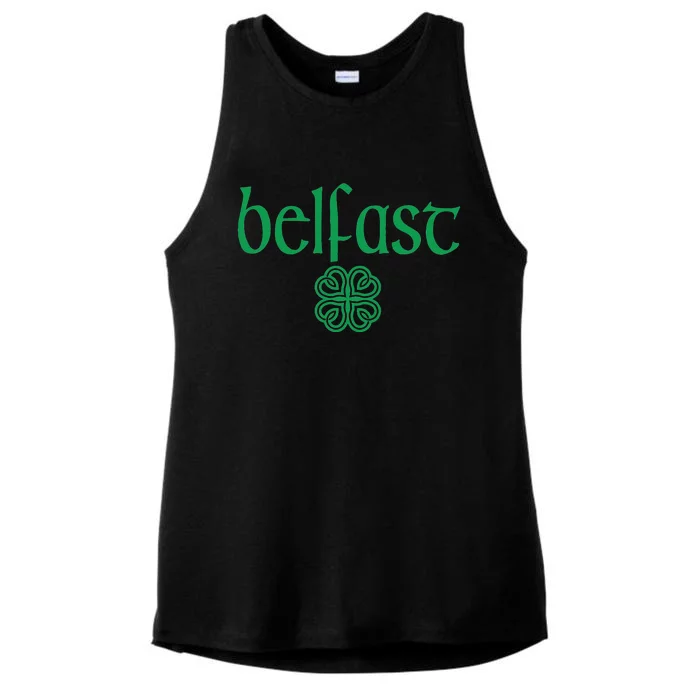 Belfast Clover Hearts Irish Green St. Patrick's Ladies Tri-Blend Wicking Tank