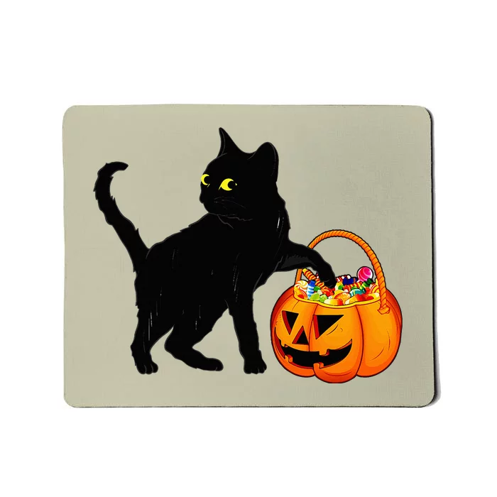 Black Cat Halloween Candy Pumpkin Bag Sweet Lollipop Funny Mousepad