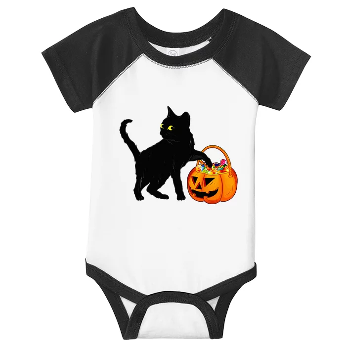 Black Cat Halloween Candy Pumpkin Bag Sweet Lollipop Funny Infant Baby Jersey Bodysuit