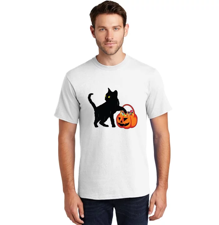 Black Cat Halloween Pumpkin Tall T-Shirt