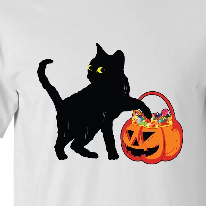 Black Cat Halloween Pumpkin Tall T-Shirt