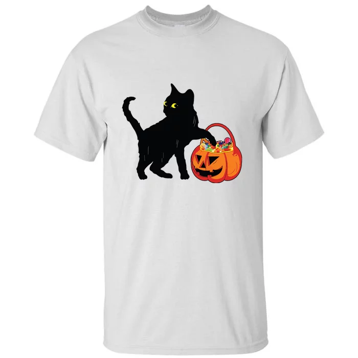 Black Cat Halloween Pumpkin Tall T-Shirt