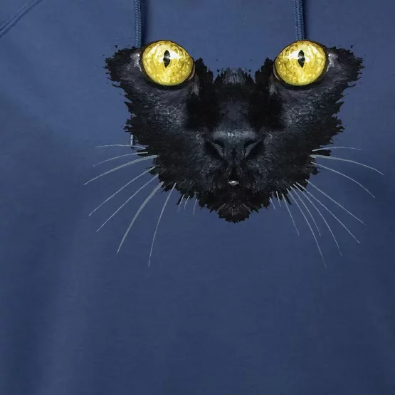 Black Cat Halloween Spooky Yellow Eyes Cat Performance Fleece Hoodie