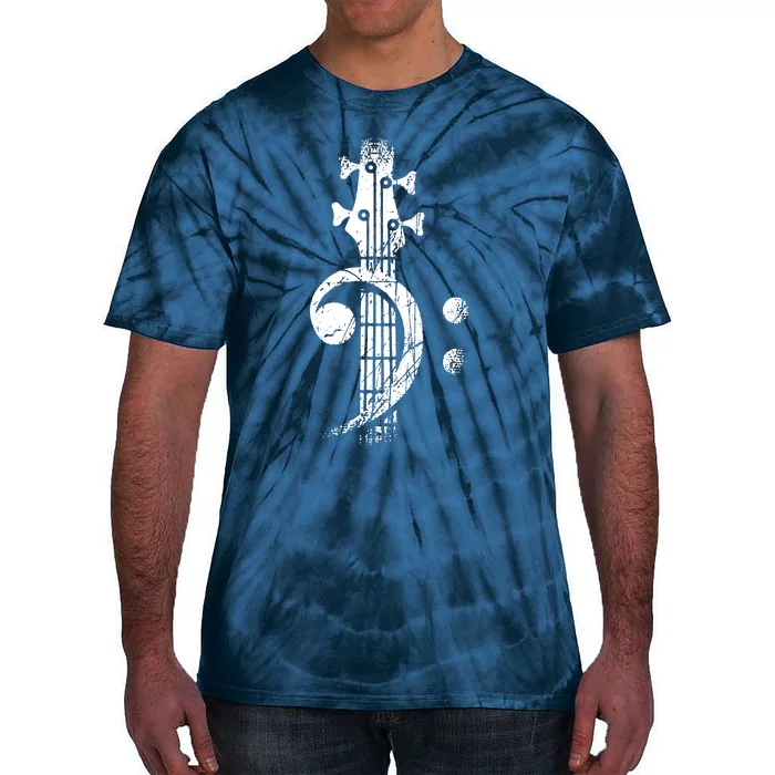 Bass Cleff Headstock Bass Guitar Tie-Dye T-Shirt