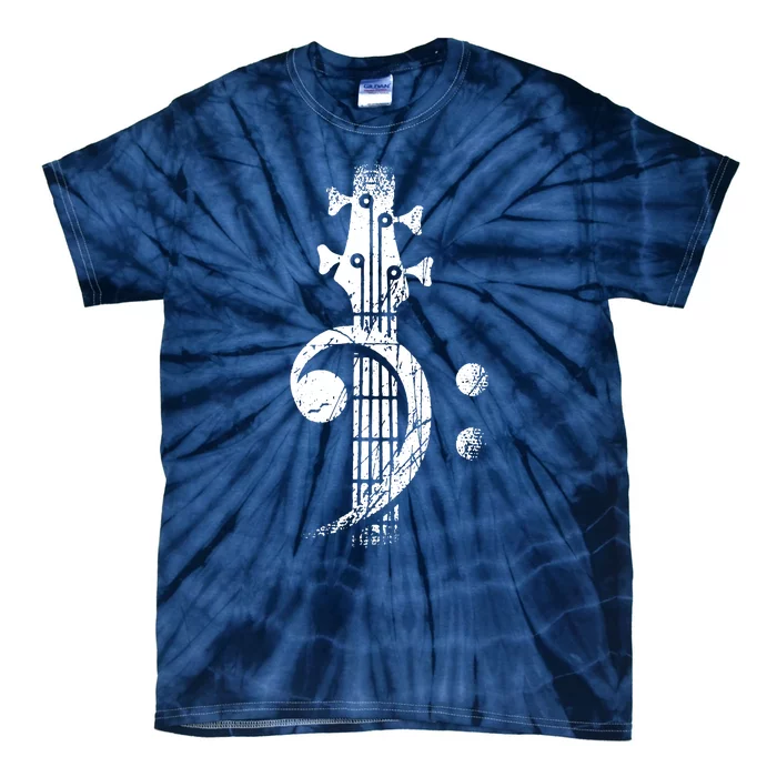 Bass Cleff Headstock Bass Guitar Tie-Dye T-Shirt