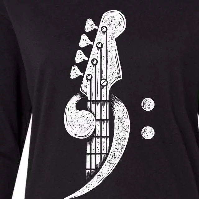 Bass Cleff Headstock Bassist Bass Guitar Musician Music Womens Cotton Relaxed Long Sleeve T-Shirt