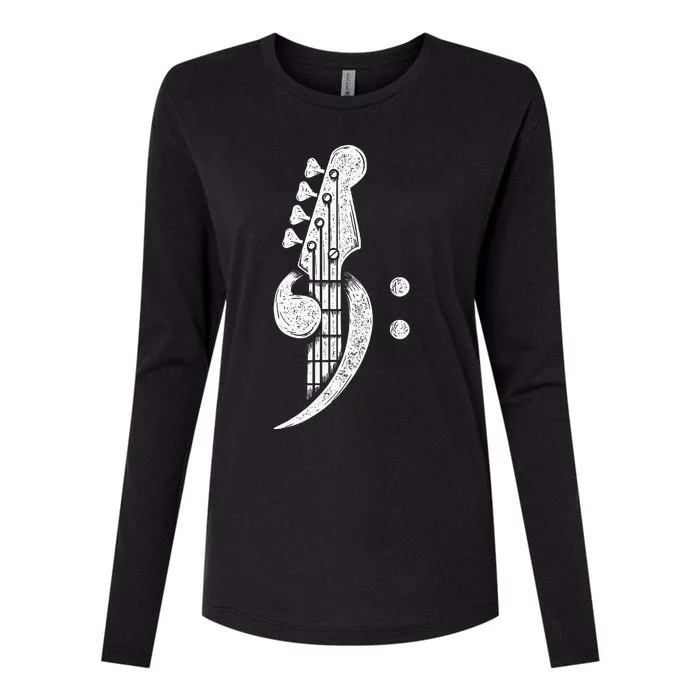 Bass Cleff Headstock Bassist Bass Guitar Musician Music Womens Cotton Relaxed Long Sleeve T-Shirt