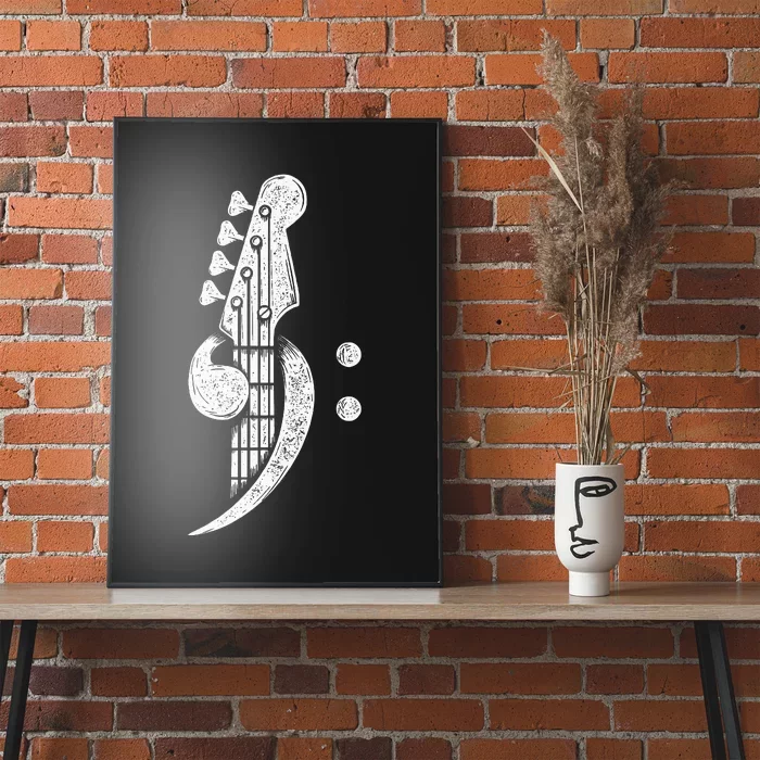 Bass Cleff Headstock Bassist Bass Guitar Musician Music Poster