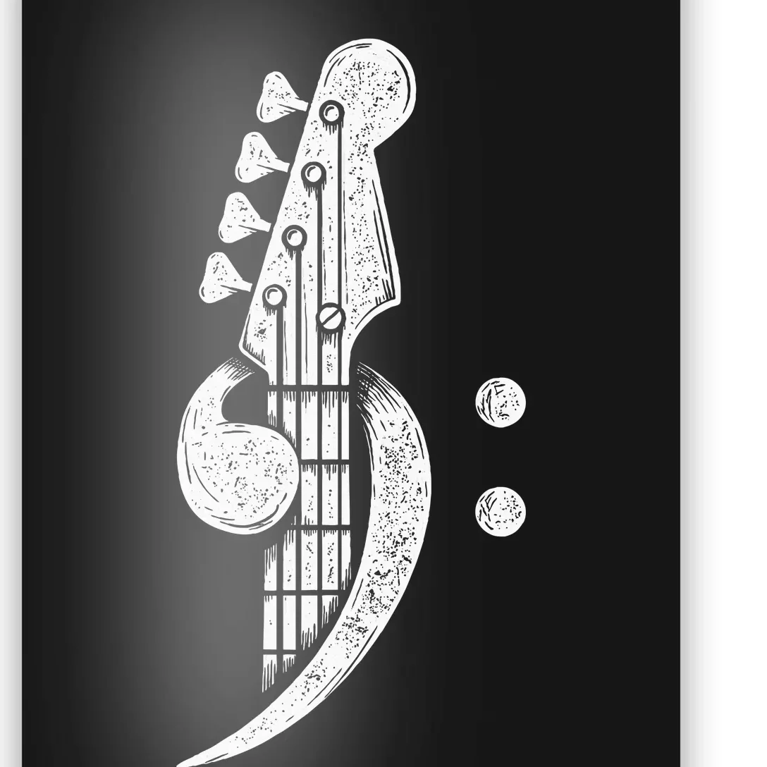 Bass Cleff Headstock Bassist Bass Guitar Musician Music Poster