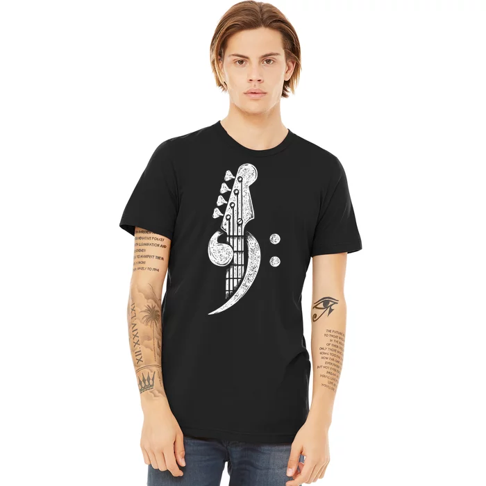 Bass Cleff Headstock Bassist Bass Guitar Musician Music Premium T-Shirt