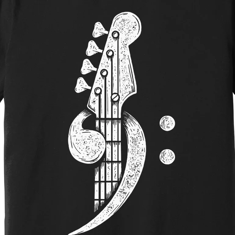 Bass Cleff Headstock Bassist Bass Guitar Musician Music Premium T-Shirt