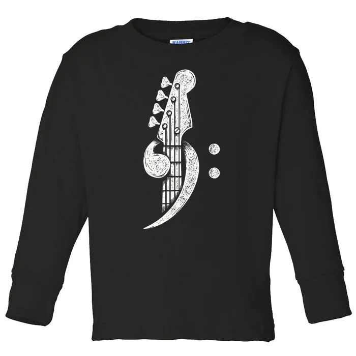 Bass Cleff Headstock Bassist Bass Guitar Musician Music Toddler Long Sleeve Shirt