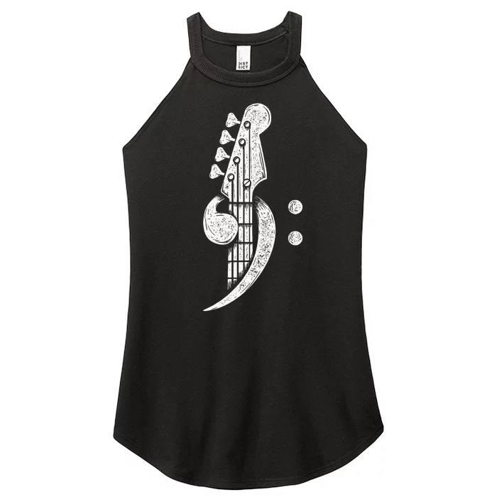 Bass Cleff Headstock Bassist Bass Guitar Musician Music Women’s Perfect Tri Rocker Tank