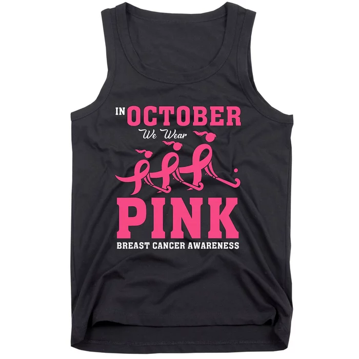 Breast Cancer Hockey Team Pink Awareness Ribbon Patient Tank Top