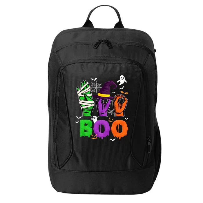 Boo Cute Halloween American Sign Language Asl Mummy Witch Cute Gift City Backpack