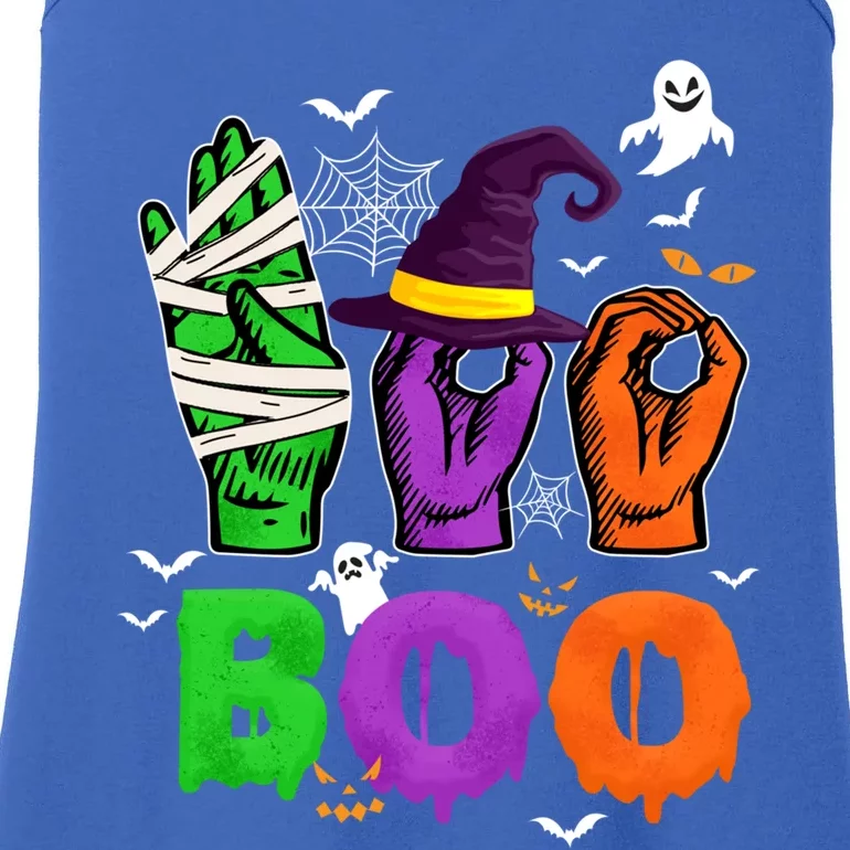 Boo Cute Halloween American Sign Language Asl Mummy Witch Cute Gift Ladies Essential Tank