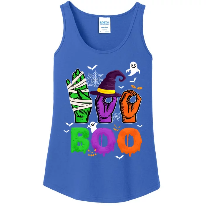 Boo Cute Halloween American Sign Language Asl Mummy Witch Cute Gift Ladies Essential Tank