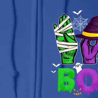 Boo Cute Halloween American Sign Language Asl Mummy Witch Cute Gift Full Zip Hoodie