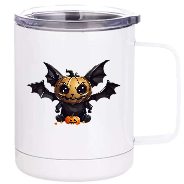 Black Cat Halloween Pumpkin Costume Front & Back 12oz Stainless Steel Tumbler Cup