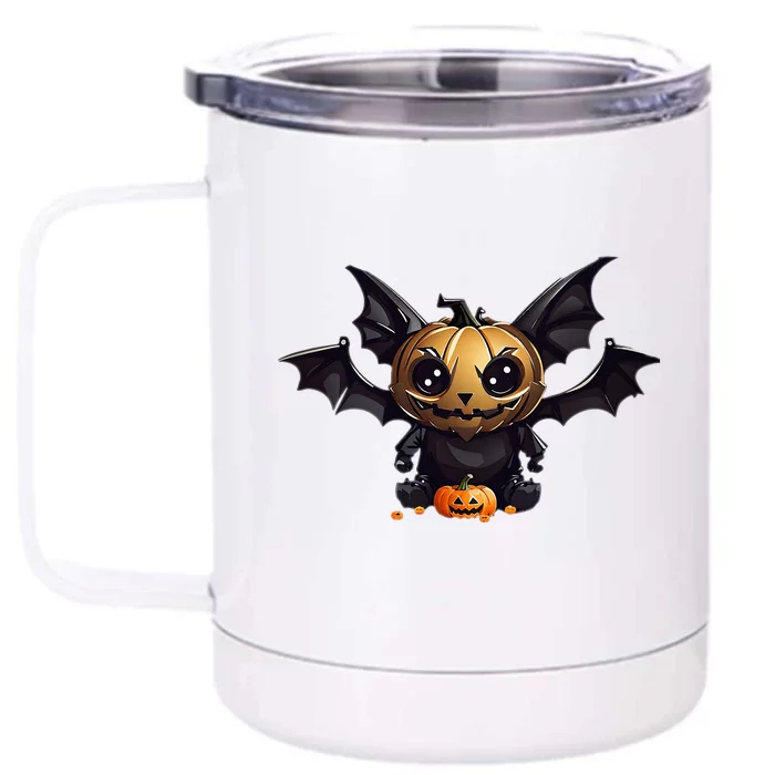 Black Cat Halloween Pumpkin Costume Front & Back 12oz Stainless Steel Tumbler Cup