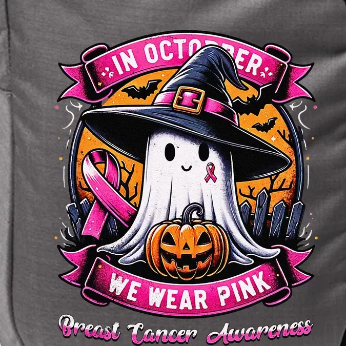 Breast Cancer Halloween In October We Wear Pin.K Ghost Witch Impact Tech Backpack