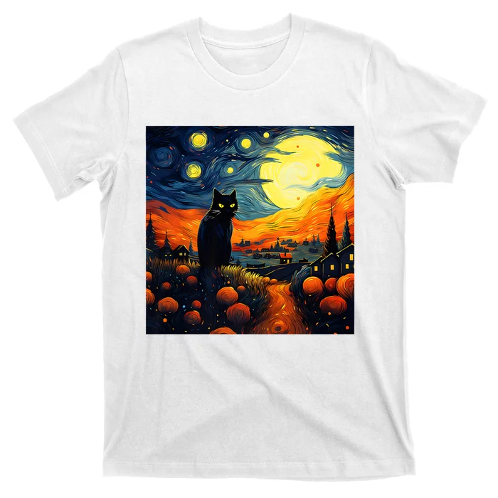 Black Cat Halloween Night Costumes T-Shirt