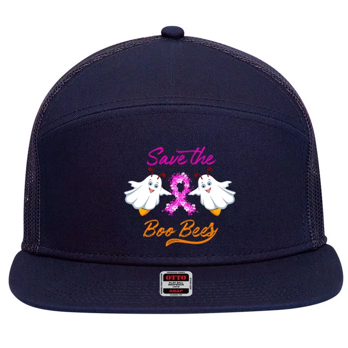 Breast Cancer Halloween Boo Bees Gift 7 Panel Mesh Trucker Snapback Hat