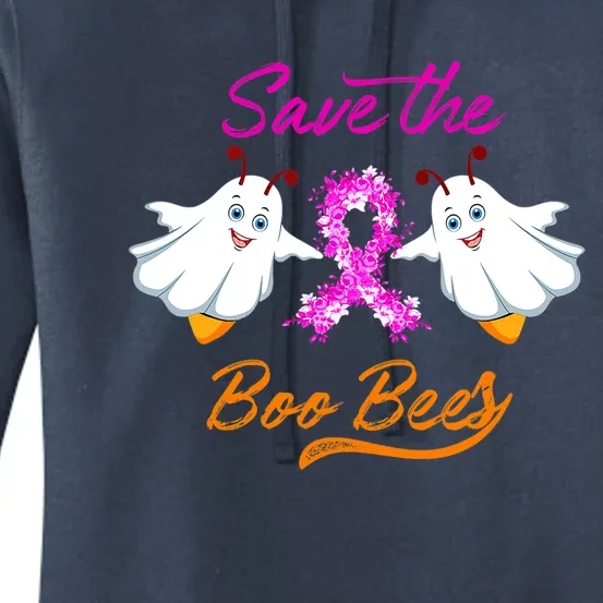 Breast Cancer Halloween Boo Bees Gift Women's Pullover Hoodie