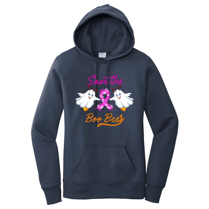 Breast Cancer Halloween Boo Bees Gift Women's Pullover Hoodie