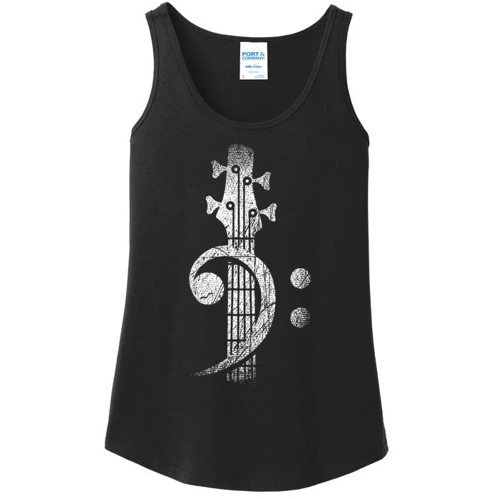 Bass Cleff Headstock Bass Guitar Ladies Essential Tank