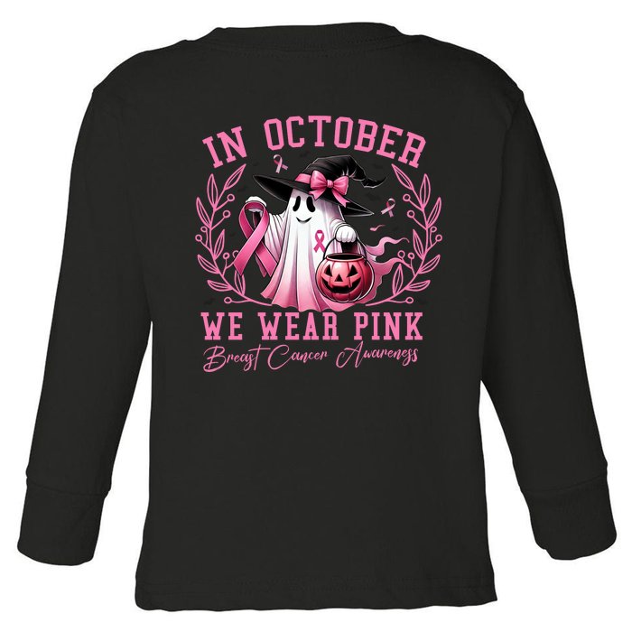 Breast Cancer Halloween Front And Back Front & Back Toddler Long Sleeve Shirt