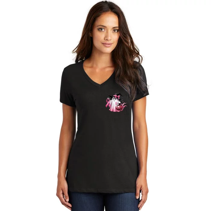 Breast Cancer Halloween Front And Back Front & Back Women's V-Neck T-Shirt