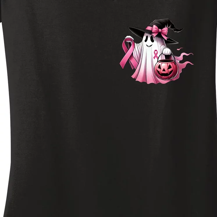 Breast Cancer Halloween Front And Back Front & Back Women's V-Neck T-Shirt