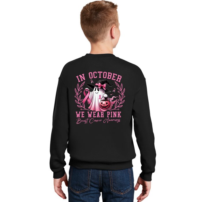 Breast Cancer Halloween Front And Back Front & Back Kids Sweatshirt