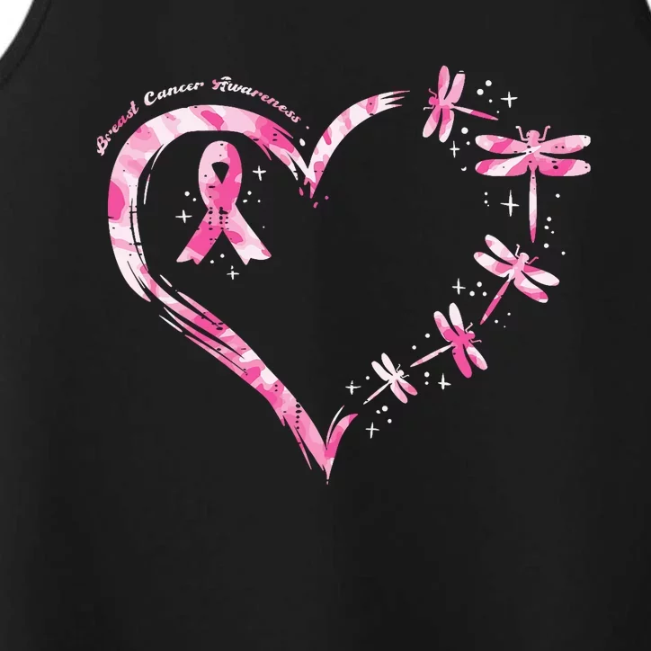 Breast Cancer Heart Dragonflies Awareness Performance Tank