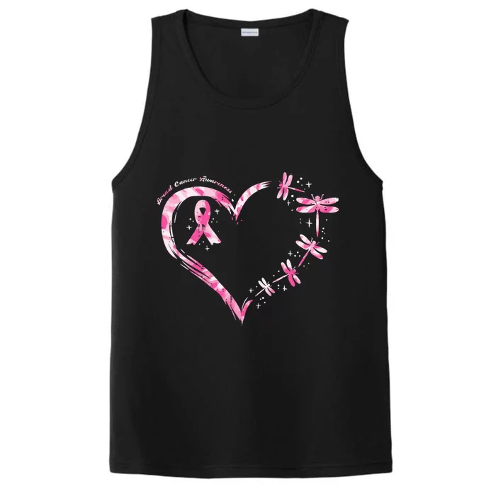 Breast Cancer Heart Dragonflies Awareness Performance Tank