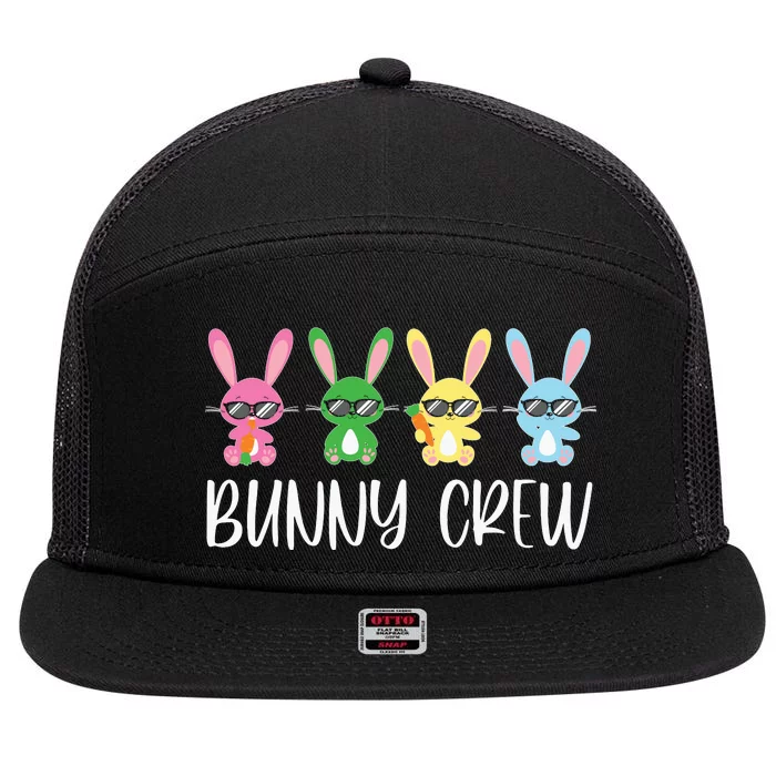 Bunny Crew Happy Family Easter Day Gift Cute Rabbit 7 Panel Mesh Trucker Snapback Hat