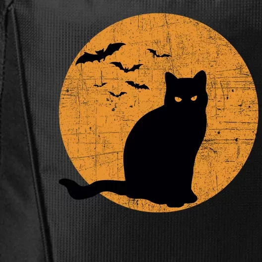 Black Cat Halloween Moon City Backpack