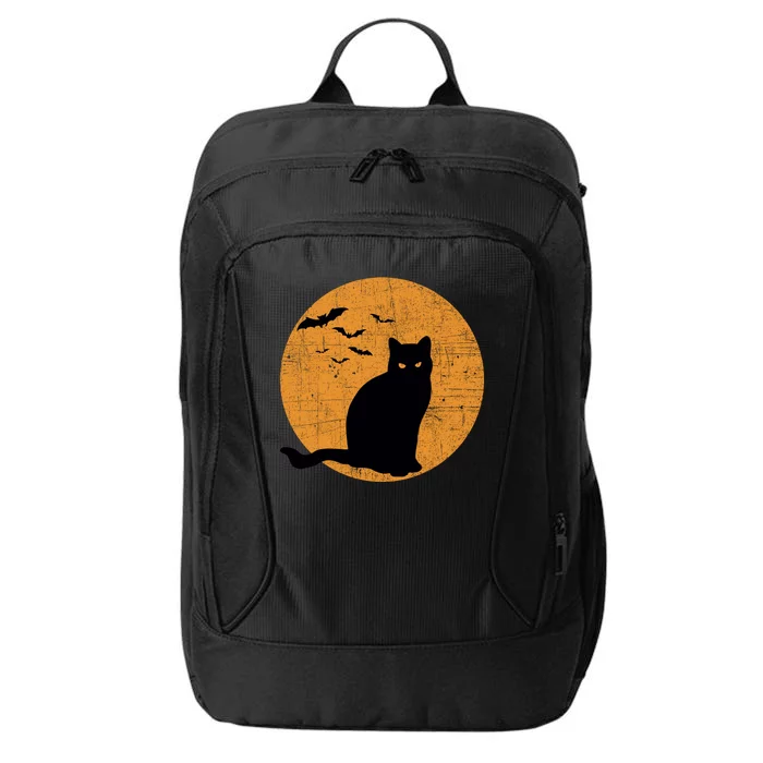 Black Cat Halloween Moon City Backpack