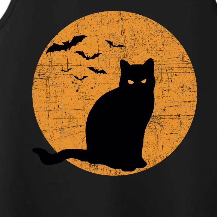 Black Cat Halloween Moon Performance Tank