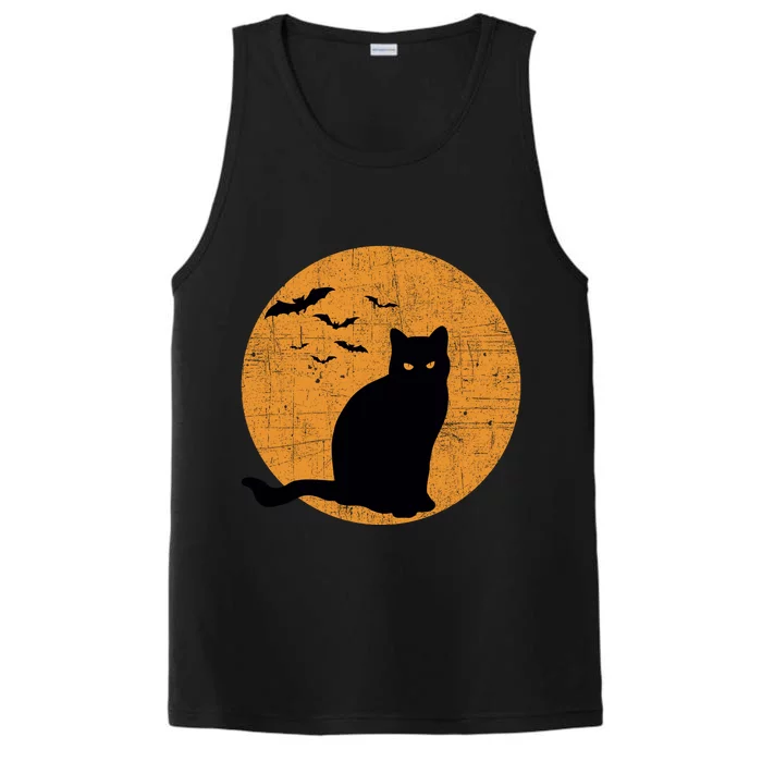 Black Cat Halloween Moon Performance Tank