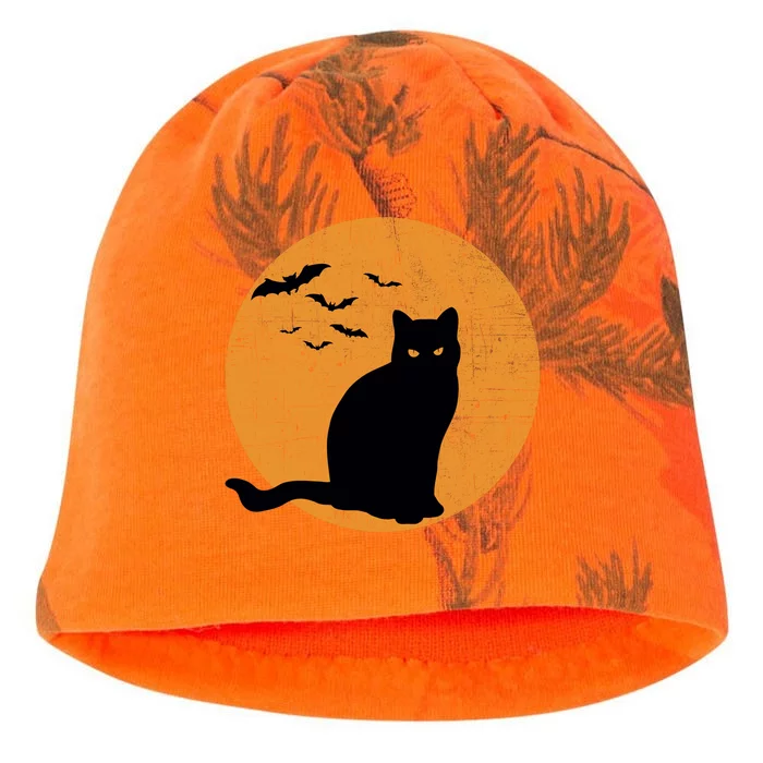 Black Cat Halloween Moon Kati - Camo Knit Beanie